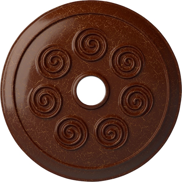 Ekena Millwork Spiral Ceiling Medallion (Canopies up to 4"), 25 1/4"OD x 4"ID x 2"P, Burnished Mahogany Crackle CM25SPBMC - main